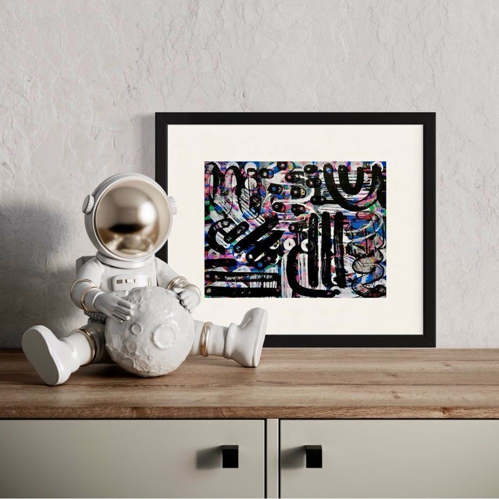 Custom Painted One of a Kind Funky Bold Maximalist Abstract Art Canvas Painting